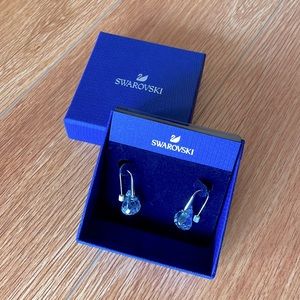 Silver-Tone Faceted Crystal Teardrop Earrings